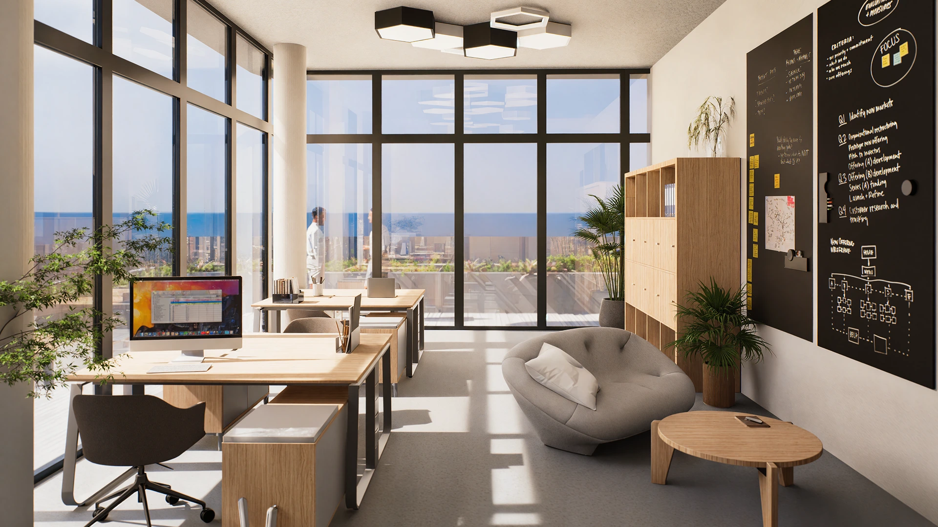 Espacio de coworking con vista al mar en Domani Vista